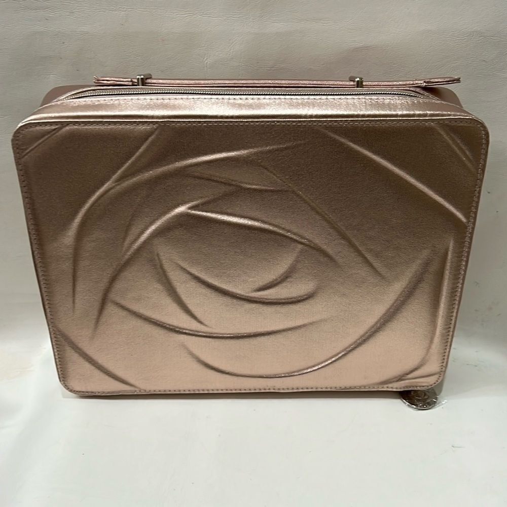 Lancôme Makeup Case Hold Satin Lined Zipper Handle 13 1/2 X 10 1/2 In 3/14 Tall